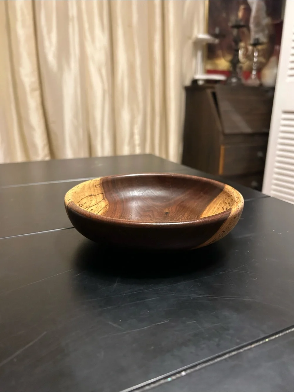 Handcrafted Walnut Wooden Serving or Decorative Bowl - Natural Brown Blend
